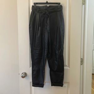Vegan Leather Paperbag Pants with Belt